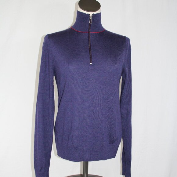 Paul Smith 100% Merino Wool Luxury Quarter Zip Sweater Size XS Wine and Merlot - Picture 1 of 10